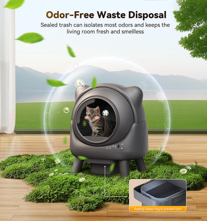 Automatic Litter Box, FEELNEEDY Self Cleaning Litter Box, Odor Control Robot, Cat Ears Design, 65L APP Real-Time Monitor, Cat Litter-Boxs for Multiple Cats, Safety Sensors, with 1 Trash Bag3