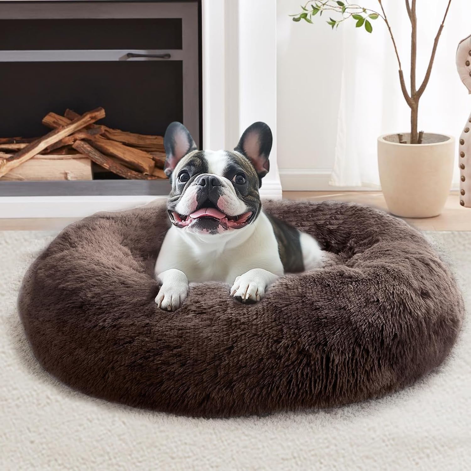 jollyvogue-small-dog-bed-calming-dog-beds-for-small-dogs-indoor-cats-20-inches-donut-washable-cat-bed-for-kittens-puppies-round-fluffy-plush-faux-fur-pet-bedssmoke-grey