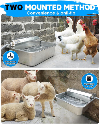 PETIMI Automatic Dog Water Dispenser, 2 Gallons 304 Stainless Steel Dog Water Bowl for Indoor/Outdoor, Large Water Bowl for Pets & Livestock, anti Tip, Wide Mouth, Water Auto Fill, Fit GHT 3/4" Faucet4