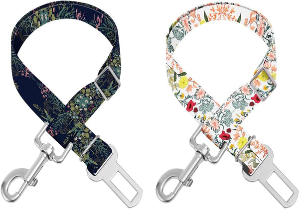 Adjustable Pet Cat and Dog Car Seat Belt，The Lanyard Is Flexible and Adjustable from 20 to 33 Inches (Floral)24