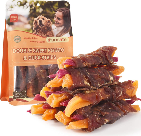 Dog Jerky Treats Duck Wrapped Orange Purple Sweet Potato, 10.6 Oz | Healthy Dog Snacks High Protein Low Fat, Soft Chews Eliminates Tears, Training Rewards Treats for Small Medium Large Breeds1