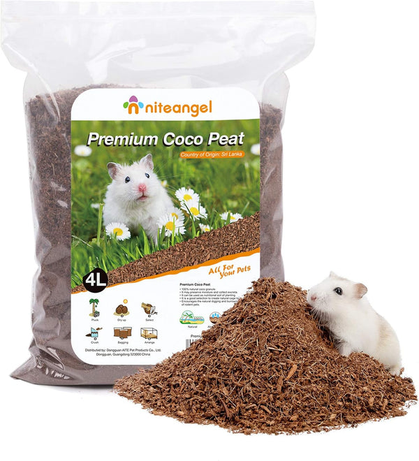 Niteangel Natural Coco/Cork Hamster Bedding: 4L Absorb Odors & Low Dust | Encourages Digging & Burrowing Instinct - Pet Litter for Dwarf Syrian Hamsters Gerbils Mices Degus or Other Small Animal1