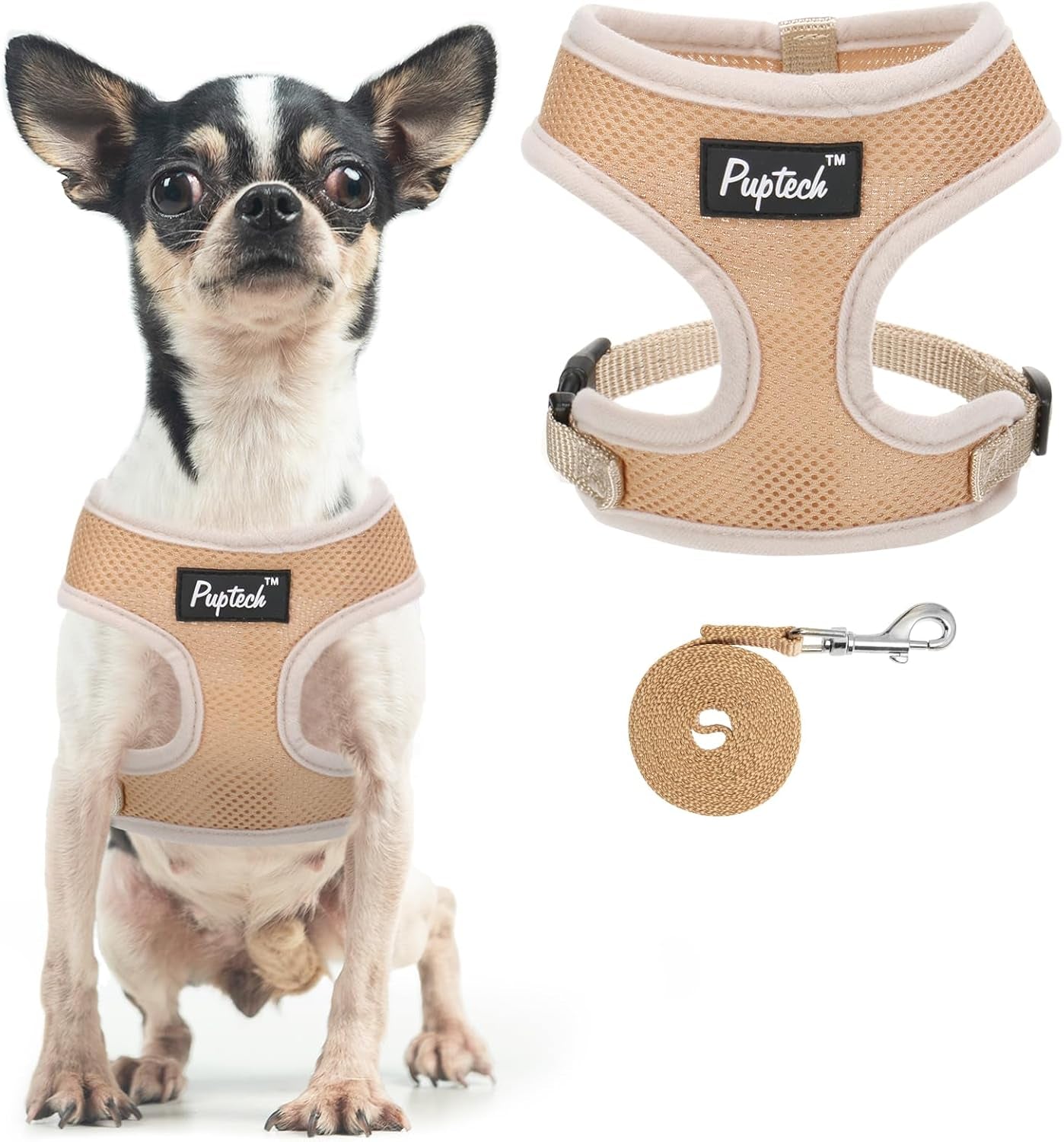 pupteck-soft-mesh-dog-harness-small-sized-and-leash-set-pet-puppy-cat-comfort-padded-vest-no-pull-harnesses-beige-s