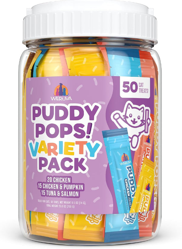 Weruva Puddy Pops, Chicken and Pumpkin Lickable Cat Treats, 0.5Oz Tube, Pack of 512