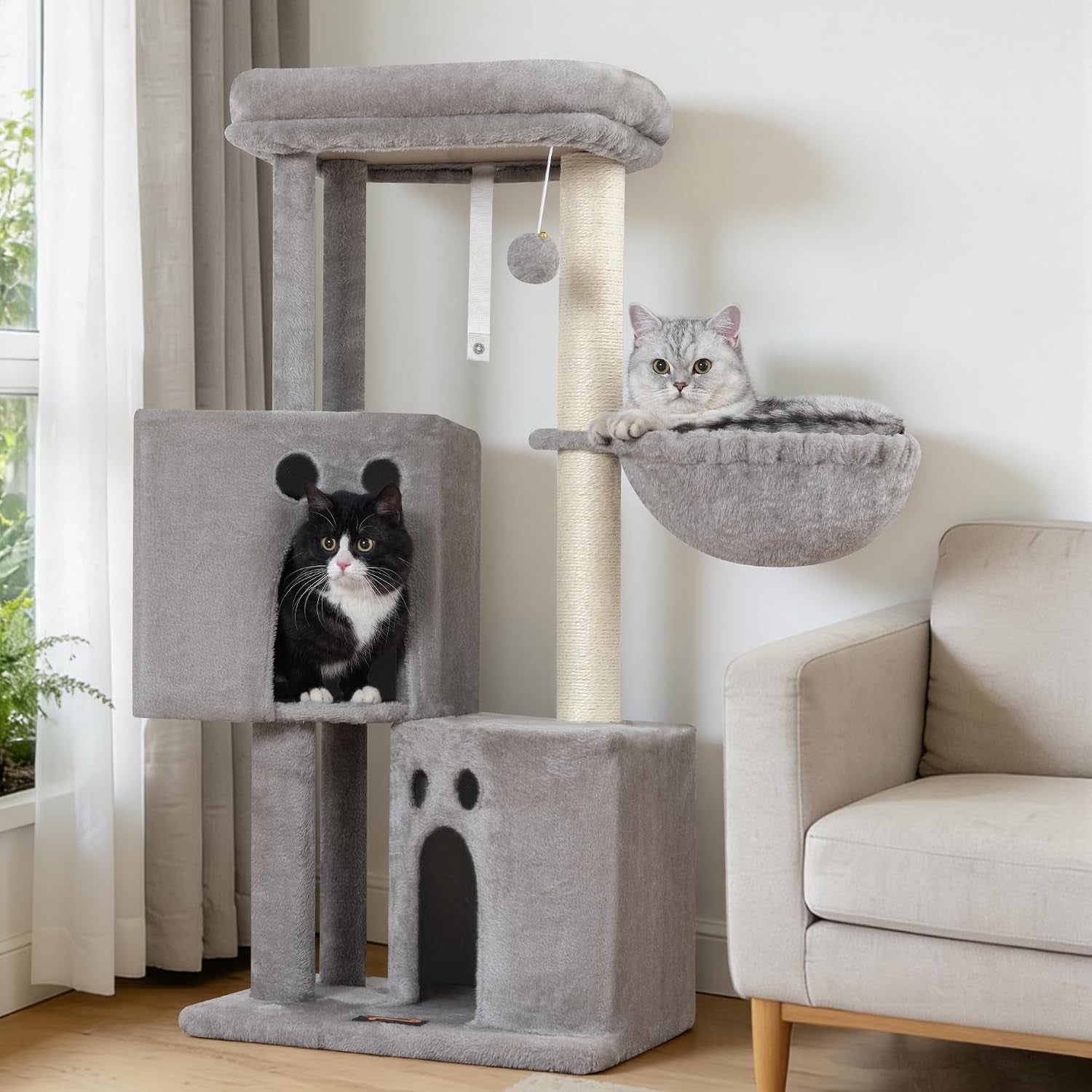 small-cat-tree-tower-for-indoor-cats-40-in-medium-cat-bed-scratching-posts-multi-level-compact-kitty-kitten-houses-climbing-trees-stands-with-2-condos-sisal-post-perch-platform-hammock-plush-toy-balls