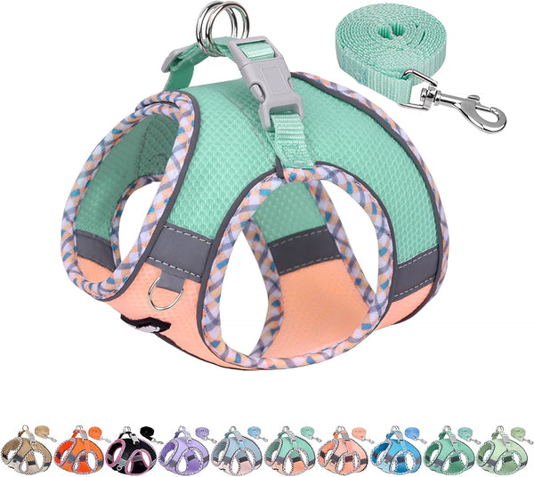 AIITLE Tiny Dog Harness - Lightweight Mesh Step-In Vest for Puppy, Reflective & Escape-Proof Design with High-Stick Magic Tape - Indoor/Outdoor Use for Chihuahua, Maltese, Shih Tzu(Brown-Beige, XXXS)11