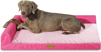 Patas Lague Orthopedic Large Dog Bed Pet Sofa Beds 36''X24'' Black | L Bolster Egg-Crate Foam Dog Couch for Large Sized Dogs, Waterproof Removable Washable Cover, Pet Mat with Nonskid Bottom14