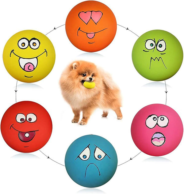 Smile Face Dog Squeaky Toys Soft Latex Squeak Balls for Puppy Small Pet Dogs 6 Pcs/Set1