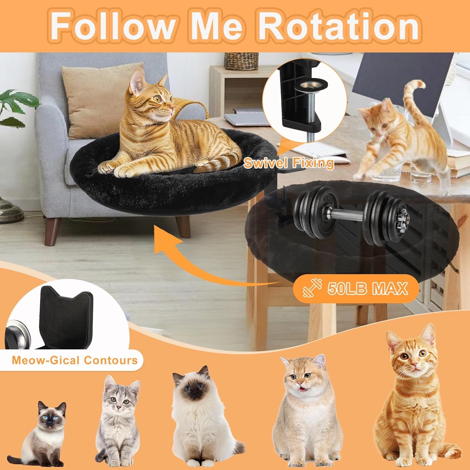 cat-desk-bed-ergonomic-cat-desk-perch-clamp-for-remote-workers-quality-desktop-suspended-cats-bed-rotating-cats-hammock-desk-with-removable-cover-cat-bed-hold-up-to-50lbs