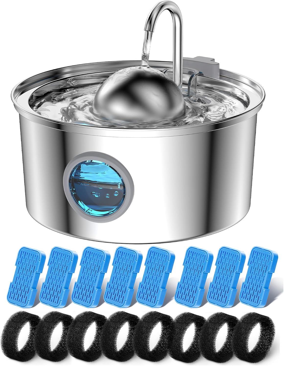 aonboy-cat-water-fountain-stainless-steel-108oz-3-2l-cat-fountain-pet-water-fountain-with-water-level-window-hemispherical-shape-multi-filter-silent-pump-water-tap-provides-flowing-water