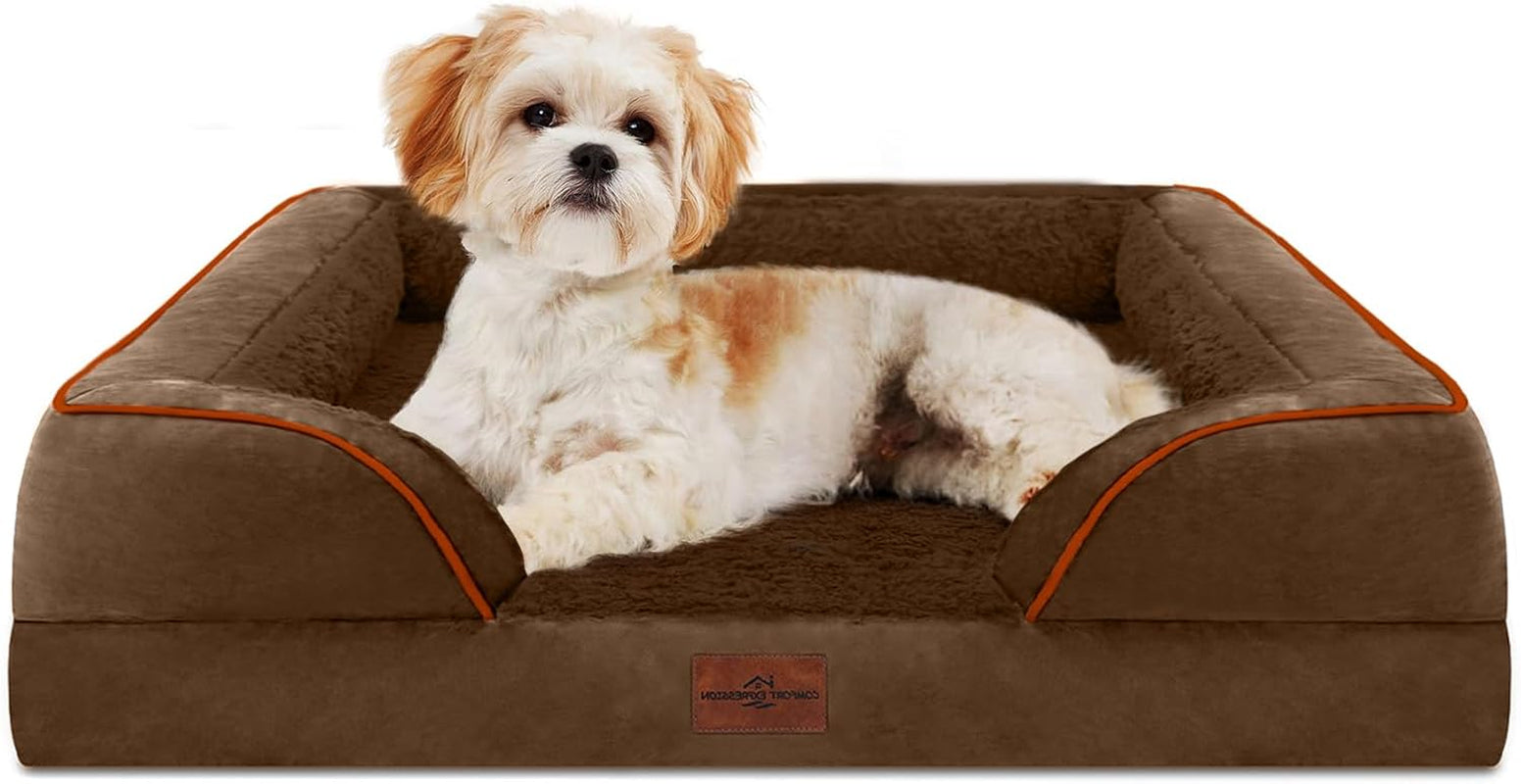 comfort-expression-orthopedic-dog-bed-for-extra-large-dogs-with-bolster-waterproof-dog-couch-bed-with-washable-cover-non-slip-bottom-supportive-egg-crate-foam-xl-pet-bed-42x30-inch