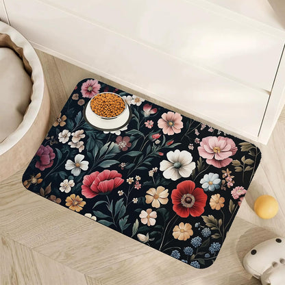 Cute Shark Dog Cat Food Mat,Absorbent Pet Feeding Mat with Rubber Backing,Non-Slip Water Bowl Placemat,Indoor Pet Accessories Supplies 12"X20"10