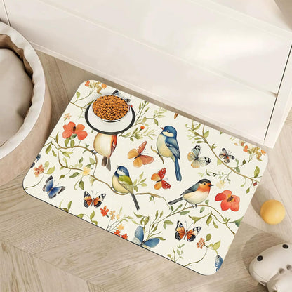 Fish Boho Dog Food Mat for Floors,Ocean Absorbent Quick-Dry Pet Feeding Mat,Cat Dog Bowl Mats for Food and Water,Non-Slip Pet Accessories Supplies 12"X20"8