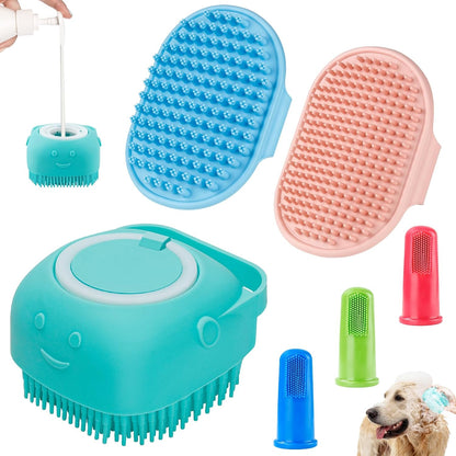 Comotech 6PCS Dog Bath Brush & Dog Toothbrush | Adjustable Handle Shampoo Brush & Scrubber for Short & Long Haired Dogs & Cats | Effectively Solve Odor & Stain Removal Problems (Blue Blue Blue.)12
