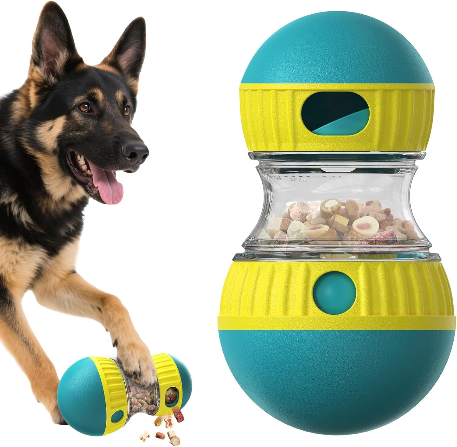 bsisuerm-dog-puzzle-toy-adjustable-treat-dispensing-ball-food-dispenser-tough-slow-feeder-puppy-enrichment-training-toy-pet-interactive-chase-toys-for-small-medium-large-dogs-to-keep-them-busy-green