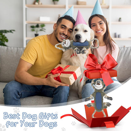 BUYPOW Funny Plush Dog Chew Toys, Squeaky Dog Toys, Interactive Tug of War Puppy Toys, Stuffed Dog Toys for Small, Medium and Large Dogs - Monkey5