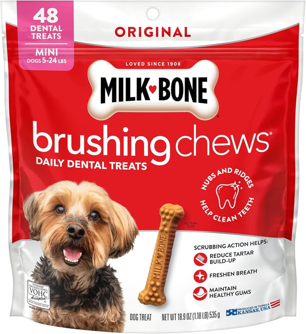 Milk-Bone Brushing Chews Large Daily Dental Dog Treats, 33.7 Oz Bag | 25 Treats, Chicken Flavored, VOHC Accepted Dental Chews, Helps Clean Teeth and Freshen Breath, for Large Dogs 50 Lbs and Up15