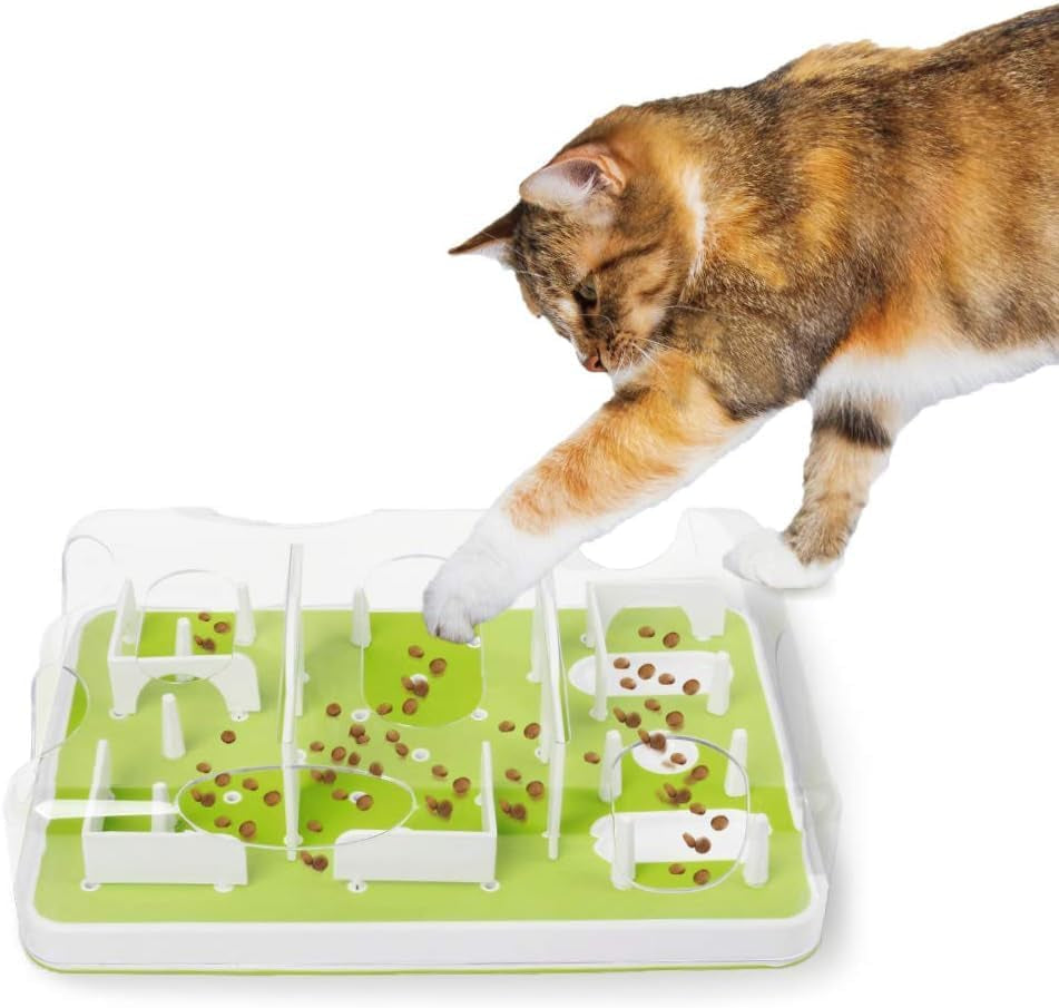 all-for-paws-interactive-cat-puzzle-feeder-slow-feed-toy-mental-stimulation-treat-dispenser-maze-for-indoor-cats-enrichment-cat-food-toy