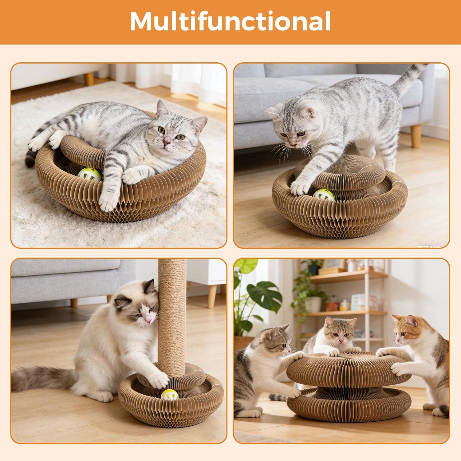 2-pack-cardboard-cat-toy-with-ball-track-foldable-cat-scratcher-ring-fexible-magic-organ-cat-toy-for-scratch-chase-lounge-indoor-exercise-furniture-protection-and-multi-cat-homes