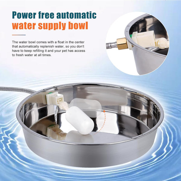 Automatic Dog Water Bowl Dispenser Large Breed Outdoor Stainless Steel Pet Waterer with Float Valve Auto Fill Dog Waterer for Large Dogs Cats Chicken Livestock2
