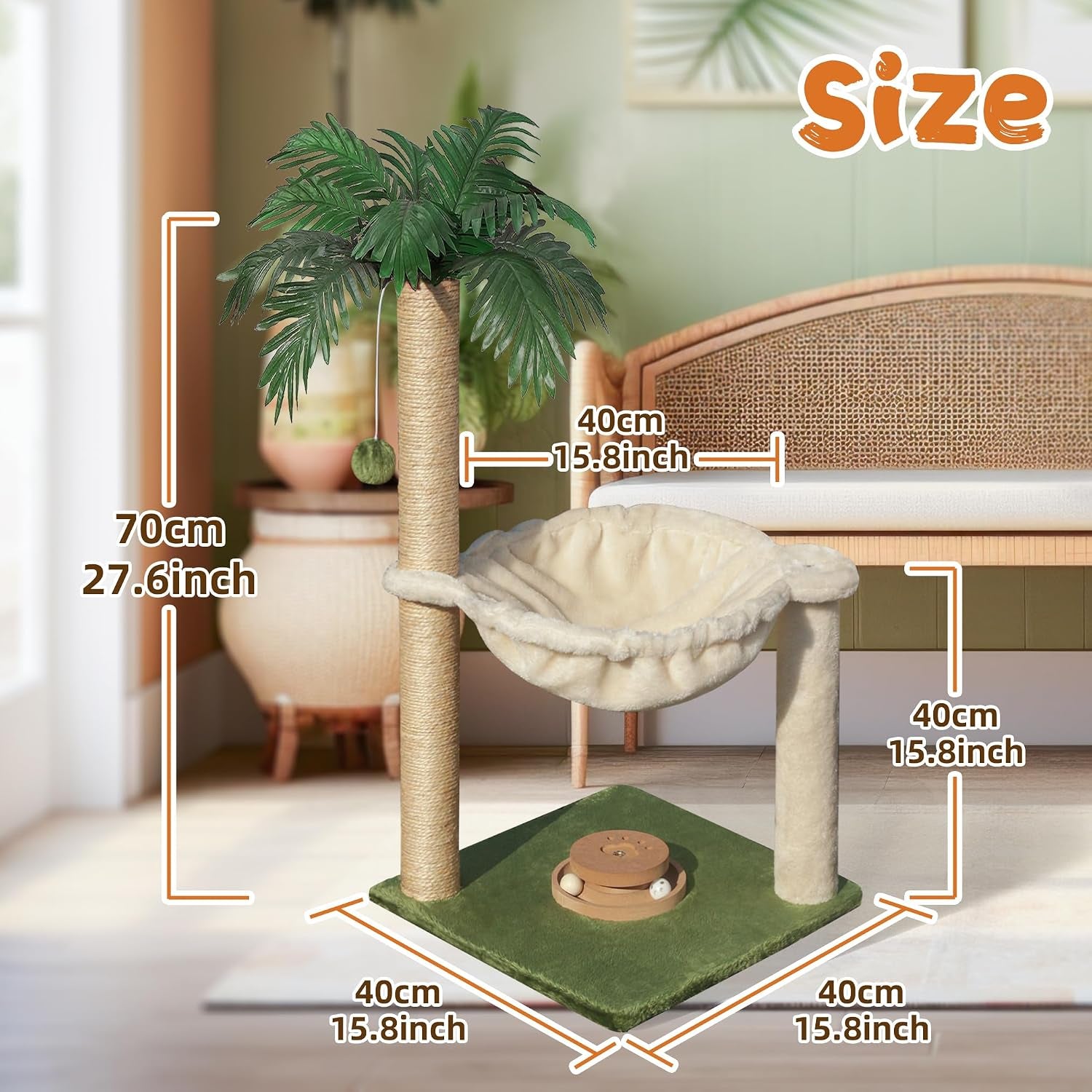 fantasreen-cat-scratching-post-28-inches-small-cat-tree-tower-with-hammock-cat-toy-wooden-interactive-condo-for-kitten-and-adults-cat