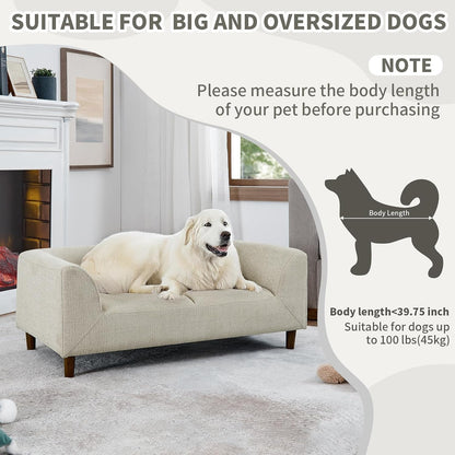 39.75" Modern Pet Sofa with Backrest and Armrests, Comfortable Foam Cushion Dog Couch for Small and Medium Dogs, Stable Leg Design for Living Room6