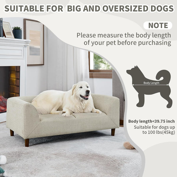 39.75" Modern Pet Sofa with Backrest and Armrests, Comfortable Foam Cushion Dog Couch for Small and Medium Dogs, Stable Leg Design for Living Room6
