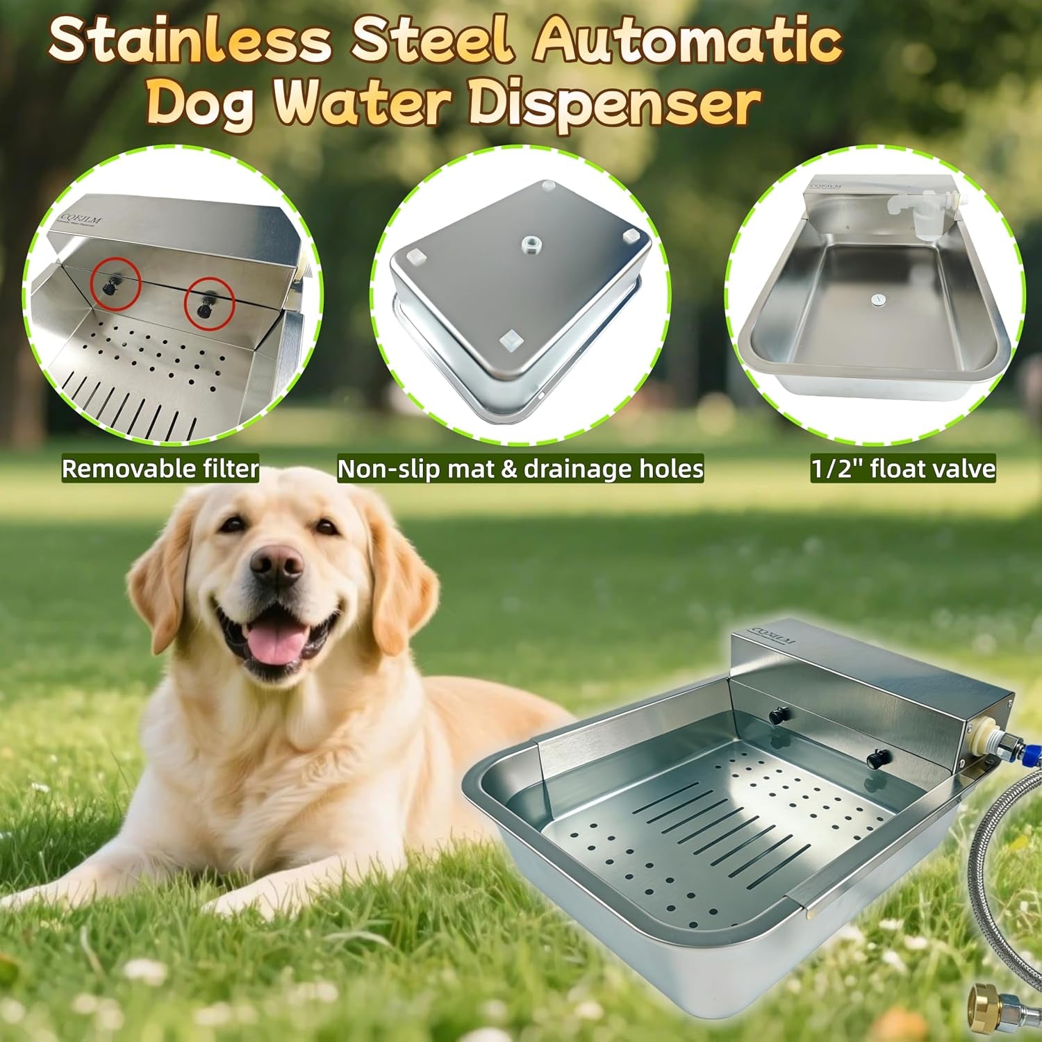 automatic-dog-water-dispenser-3-gallon-stainless-steel-outdoor-drinking-bowl-for-large-dogs-self-filling-water-bowl-with-a-filter-design-to-filter-large-debris11l-b
