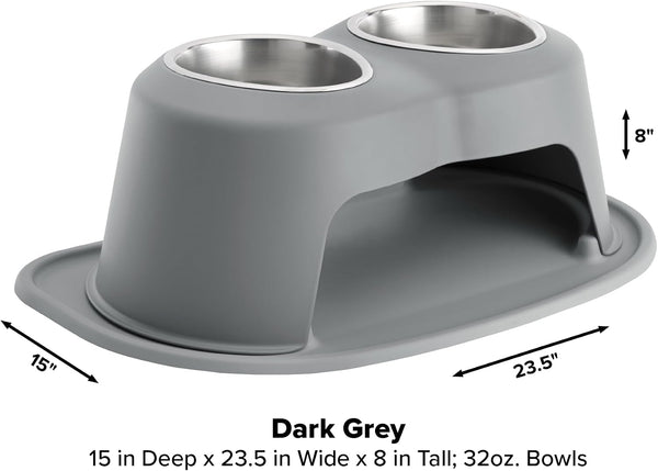 Weathertech Double High Pet Feeding System - Elevated Dog/Cat Bowls - 8 Inch High Dark Grey (DHC3208DGDG)2