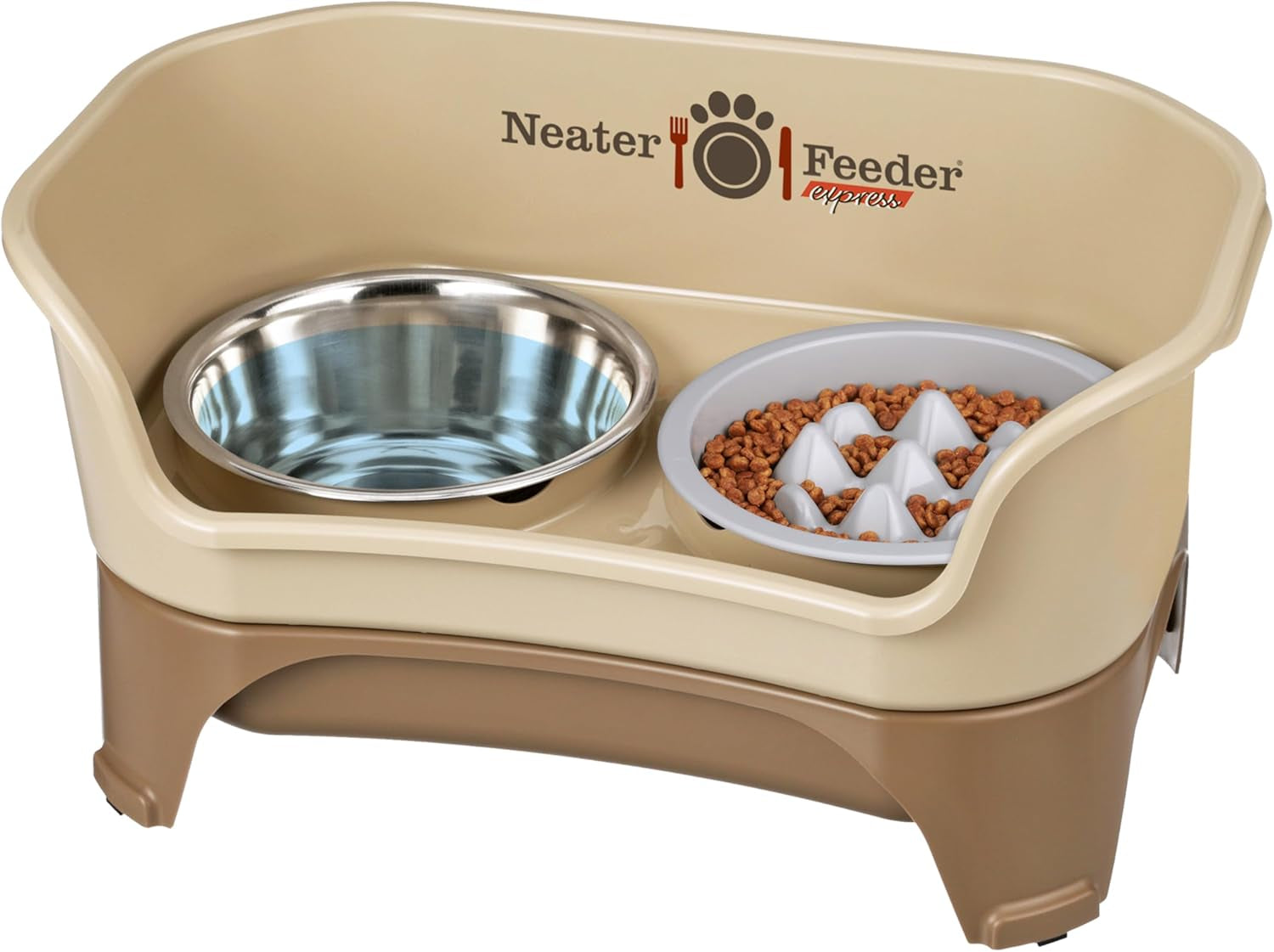 neater-feeder-express-mess-proof-dog-bowls-elevated-for-small-breeds-under-15-lb-made-in-usa-no-spill-raised-dog-food-bowl-stand-stainless-steel-food-and-water-bowl-set-feeding-station-cappuccino