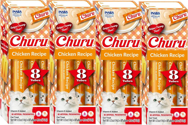 INABA Churu Lickable Purée Natural Cat Treats Gift Box - Chicken Recipe, 8 Tube Gift Box12