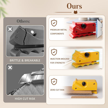 2PCS Cardboard Cutter for Cat Scratchers, DIY Cardboard Strip Cutter with 10 Spare Precision Blades for Custom Cat Beds, Furniture & Scratch Pads (Red & Yellow)3