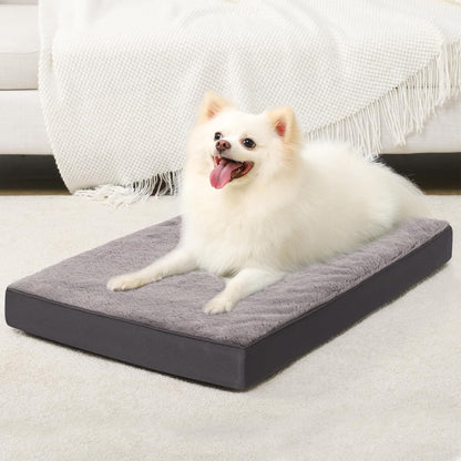 KSIIA Orthopedic Dog Bed for Large Dogs with Waterproof Lining, Grey, 35X22 | Deluxe Soft Plush Dog Crate Bed, Washable Pet Mat with Removable Cover & Egg Crate Foam for Large Dogs Sleeping & Relaxing12