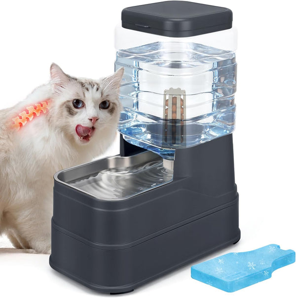2.2 Gallon Pet Automatic Dog Water Dispenser Cat Gravity Waterer Feeder with Stainless Steel Bowl 8L Large Capacity Puppy Feeding Raised Bowls with Filter,Ice Pack11