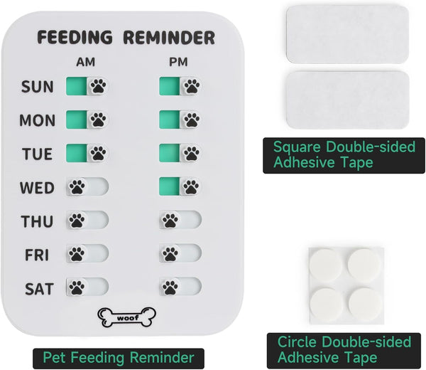 YAUYIK Dog Feeding Reminder, Magnetic Reminder Sticker, AM/PM Daily Indication Chart Feed Your Pets, Fridge Magnets and Double Sided Tape, Helps You to Track Pet Feeding & Medication (White)7