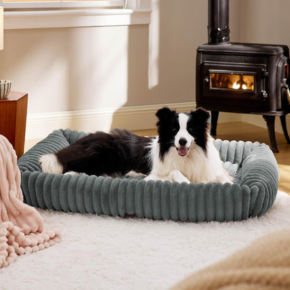 Bedsure Comfyfleece™ Cute Dog Bed for Small Medium Dogs Washable,25In Cream | Furry Puppy Beds,Square Rectangle Orthopedic Corduroy Aesthetic Pet Beds,Removable Zipper Cover,Non-Slip Bottom,Up to 15 Lbs41