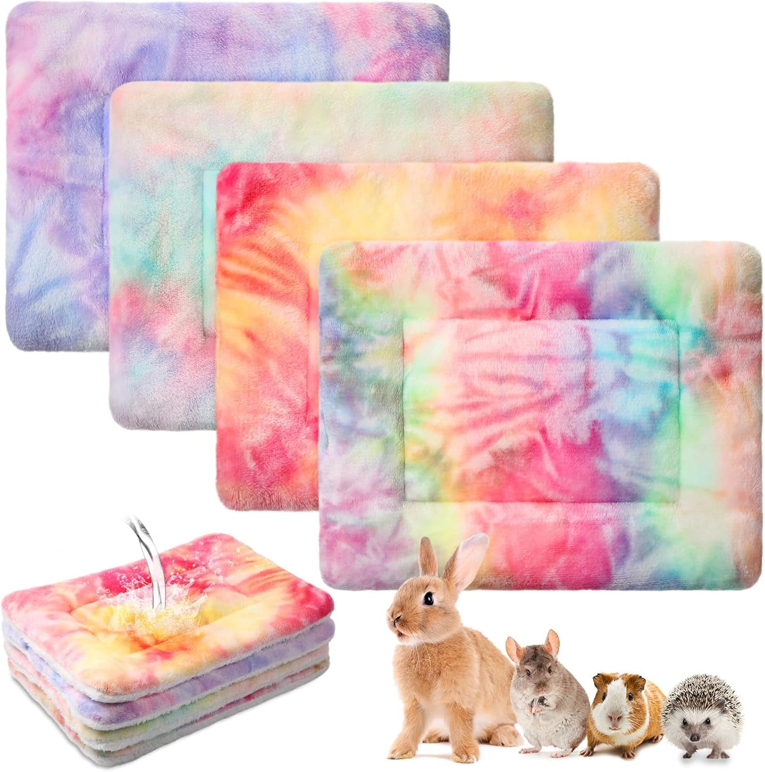 haull-4-pcs-waterproof-guinea-pig-bedding-soft-dog-cat-bed-crate-mat-small-animal-plush-cage-liners-rabbit-bunny-kennel-pad-reversible-cozy-pee-thickened-hamster-padtie-dyed-13-x-10-inch