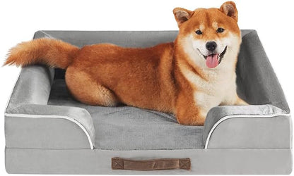 Friends Forever Large Dog Bed Couch, Orthopedic Pet Sofa Memory Foam | Dog Couch with Washable Removable Bed Cover, Non-Slip Bottom, Indoor Calming Chairs Mattress, Chester, Pewter Grey Large8