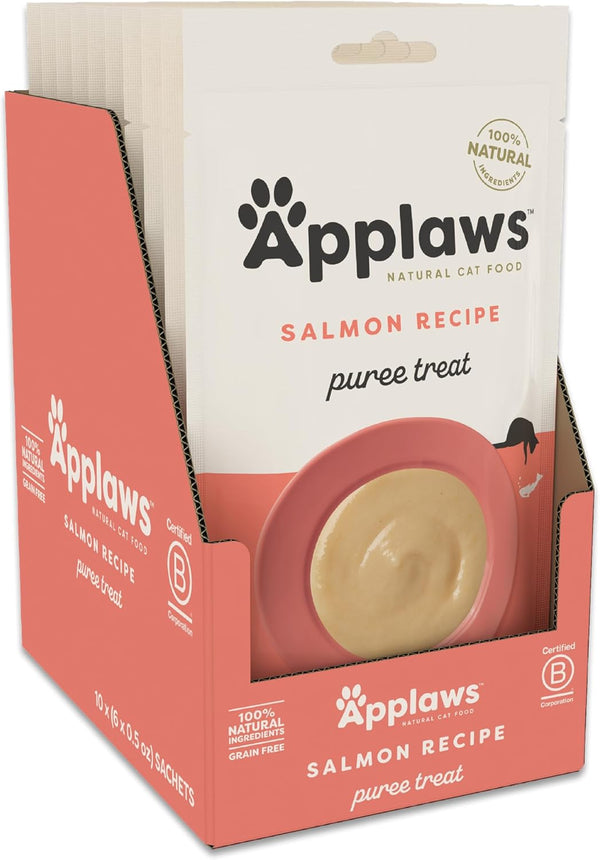 Applaws Fish Puree Lickable Cat Treats 24-Pack 0.5 Oz Sachets | 100% Natural, High Quality Protein, Limited Ingredient, Grain Free, Creamy Squeeze up Treats10