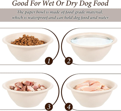 SHENLIU 200 Pcs Disposable Pet Bowls Bulk 8 Oz, Disposable Dogs Cat Food Travel Bowls Paper Puppy Cat Food Dish Safe Container for Outdoor Small Animal Feeding and Watering Supplies3