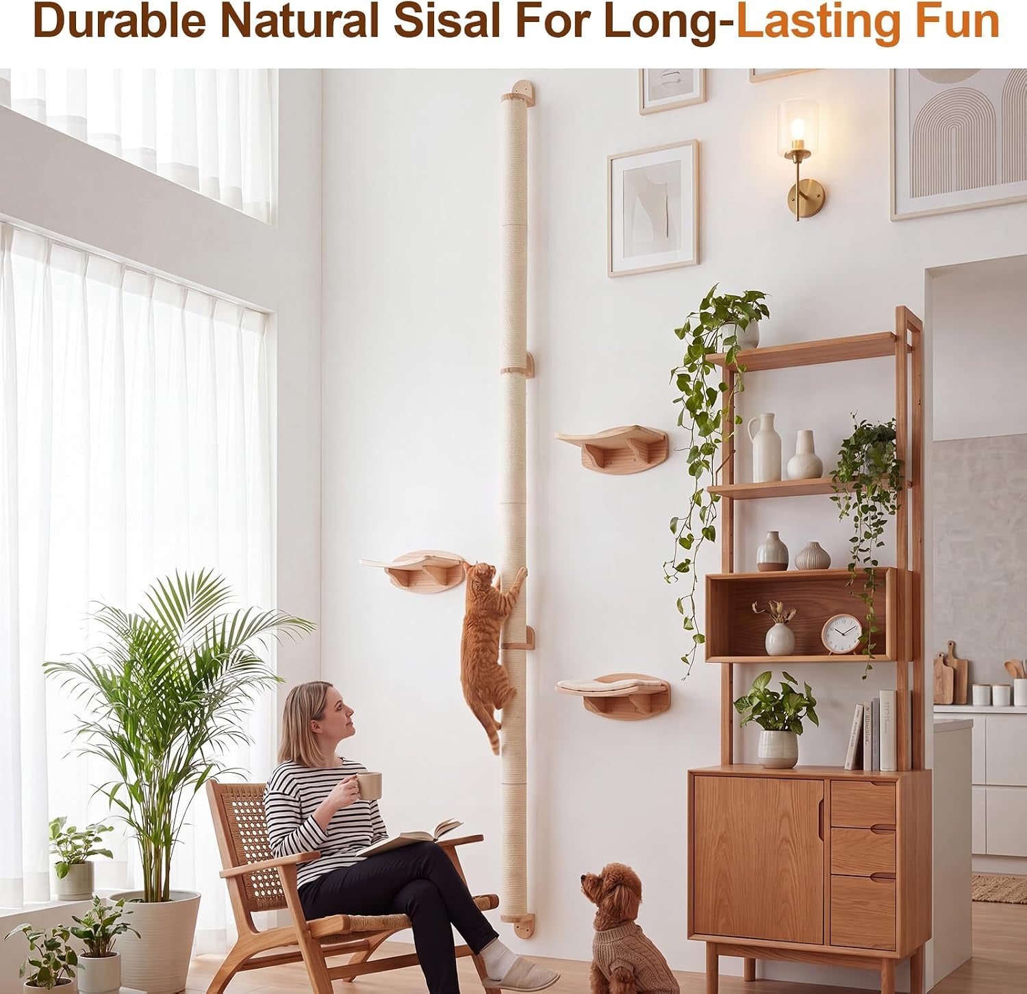 84-tall-wall-mounted-cat-scratcher-post-cat-wall-shelves-furniture-6-pcs-14-inch-sisal-climbing-poles-with-5-brackets-kitten-modular-scratch-tower-space-saving-pet-supplies