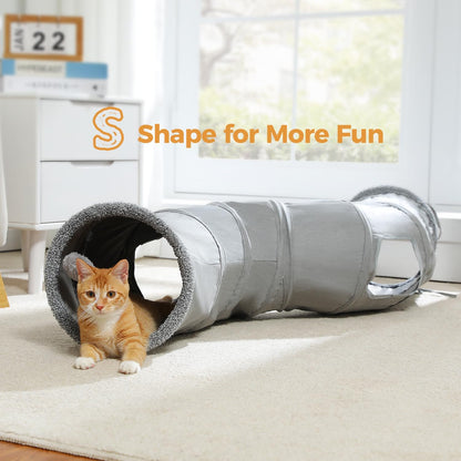 PAWZ Road Cat Tunnel S Shape Cat Tunnels for Large & Indoor Cats 51”Long | Durable, Spacious 10.5" Cat Tube with Peepholes & Dangling Ball Toy, Connected to Play Tunnels, Collapsible for Easy Storage6
