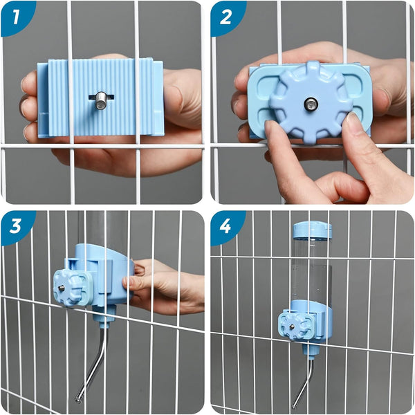 Vannon Top Fill Small Animal Water Dispenser for Cage, 23Oz Auto Feeding Crate Water Bottle for Rabbit, Chinchilla, Ferret, Guinea Pig, Squirrel, Hedgehog, Pet Nozzle Diameter: 10Mm, BPA Free, Blue5