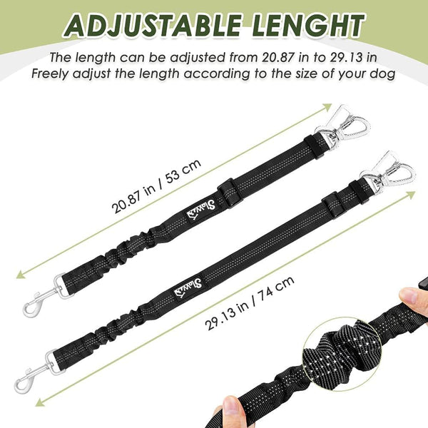 Slowton Dog Seatbelt, 2 Pack Dog Seat Belt Car Leash Adjustable Elastic Bungee Buffer Heavy Duty Nylon Reflective Pet Safety Tether Connect to Dog Harness for Travel Riding in Vehicle (Daul Clip, B)5