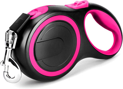 Segarty 26Ft Dog Leash Retractable, 8M Dog Leads Long for Medium Large Breed Pets 44-110Lbs, No Tangle Nylon Tape and 1 Button Break & Lock Heavy Duty Leash for Training Running, Pink1