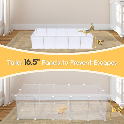 Modular Small Pet Playpen, 14 Panels, 16.5" Height Indoor Enclosure for Rabbits, Guinea Pigs, Hedgehogs, Kittens and Small Pets5
