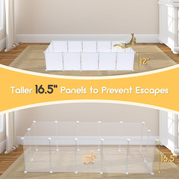 Modular Small Pet Playpen, 14 Panels, 16.5" Height Indoor Enclosure for Rabbits, Guinea Pigs, Hedgehogs, Kittens and Small Pets5
