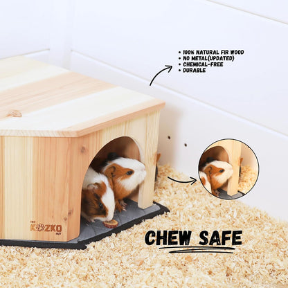 Wooden Guinea Pig Corner Hideout - Hidey for Chinchilla, Rat and Hedgehog with Pee Pad, Fully Assembled & Dual Entrances - Guinea Pig Accessories by the Kozko Hut6