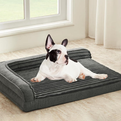 WINDRACING Orthopedic Dog Beds for Medium Dogs, Waterproof Egg Foam Dog Sofa Bed with L Bolster Sides, Washable Medium Pet Bed with Removable Cover & Non-Slip Bottom, 36 X 23 Inch, Gray11