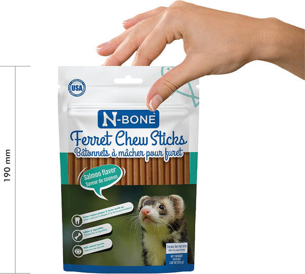 N-Bone Ferret Chew Sticks, Salmon Flavor, Natural Ferret Treats & Chew Treats, Tasty Snacks for Ferrets, 1.87 Oz5